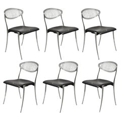 Vintage Coro Luigi Origlia Italian Modern Sculpted Aluminum Dining Chairs - Set of 6
