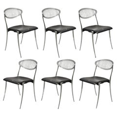 Coro Luigi Origlia Italian Modern Sculpted Aluminum Dining Chairs - Set of 6