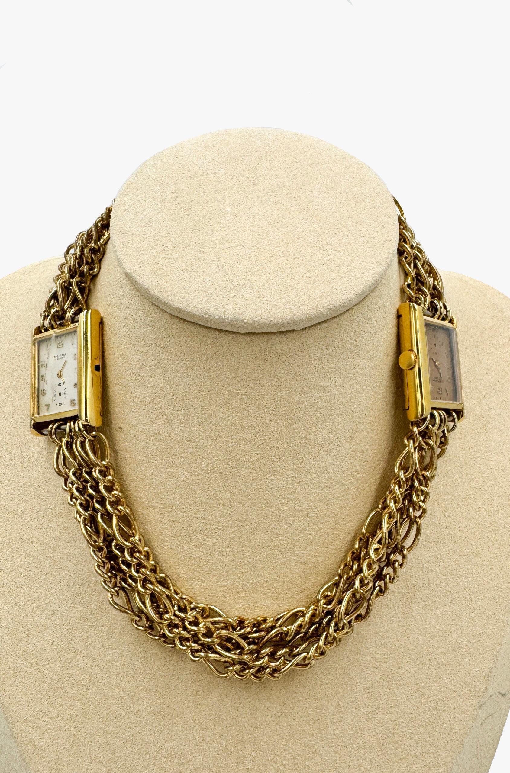 Contemporary Coro Maximal Art multistrand Watch Choker Necklace