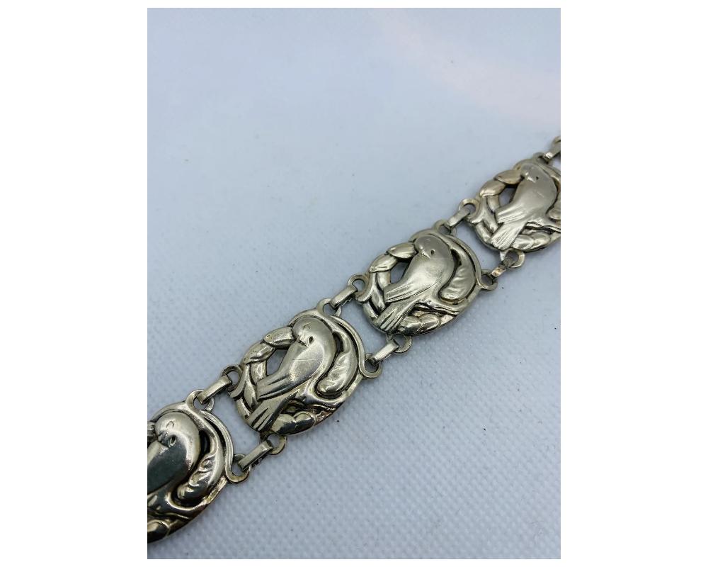 Women's Coro Norseland Sterling Silver Vintage Birds Bracelet For Sale