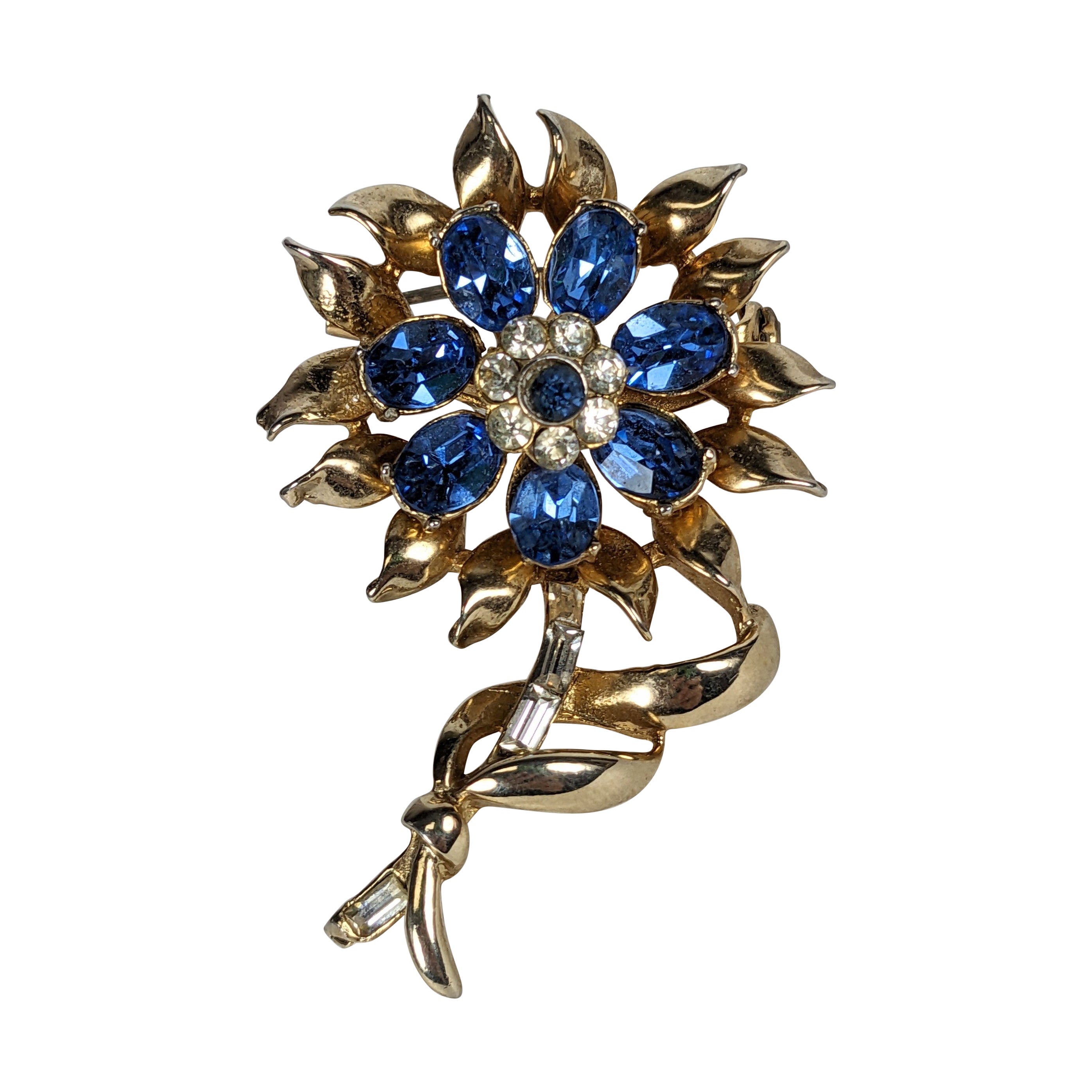 Coro Retro Saphir-Blumenbrosche