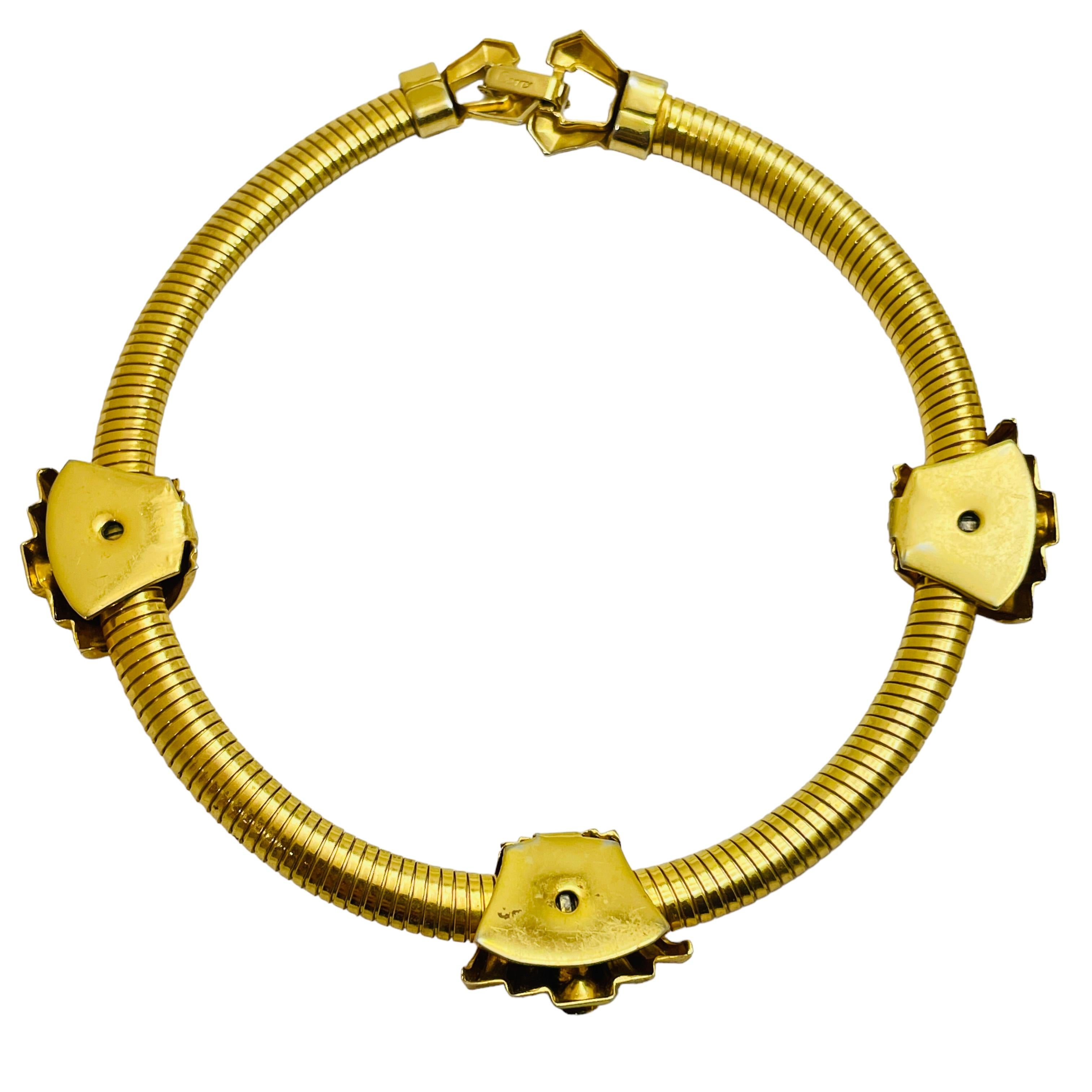 Women's or Men's CORO signed gold rhinestone designer necklace