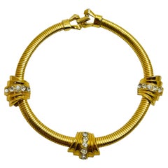  CORO signierte Designer-Halskette aus Gold mit Strasssteinen