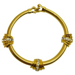CORO signed gold rhinestone designer necklace