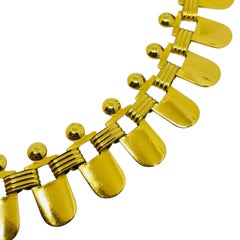 CORO signed gold tone modernist choker designer chain necklace