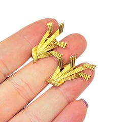 CORO signed vintage gold tone designer clip on earrings