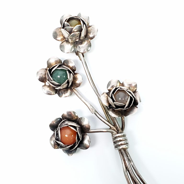 Coro Sterling Silver Flower Pin/Brooch at 1stDibs