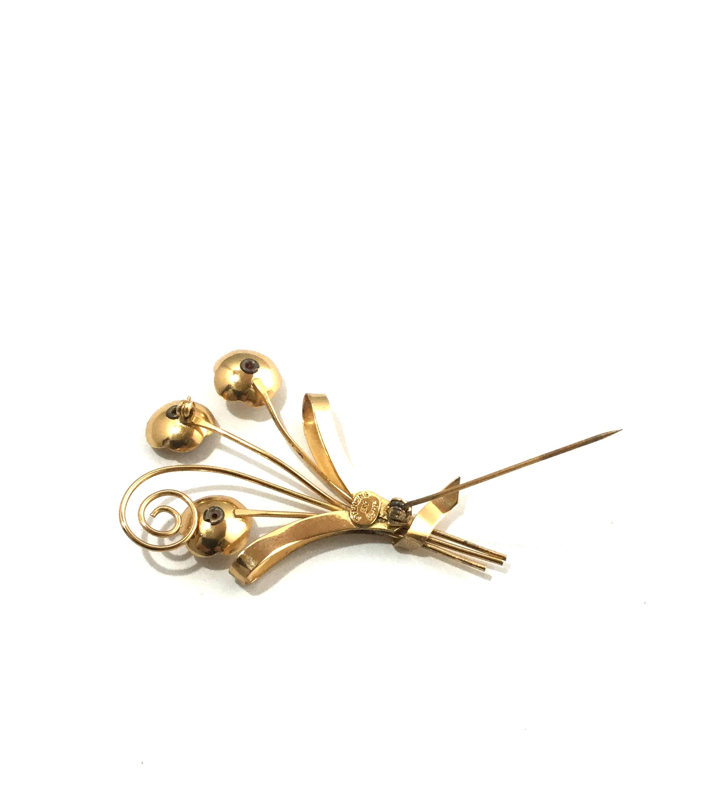 Coro Sterling Silver Gold-Plated Flower Brooch Pin For Sale 2