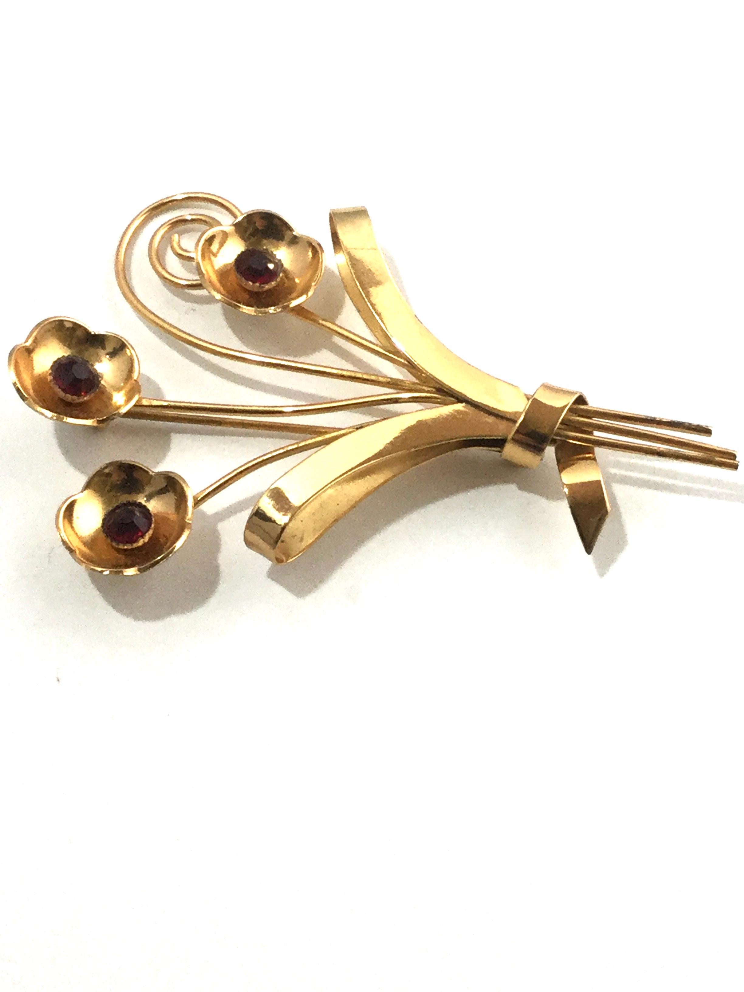 Coro Sterling Silver Gold-Plated Flower Brooch Pin For Sale 1