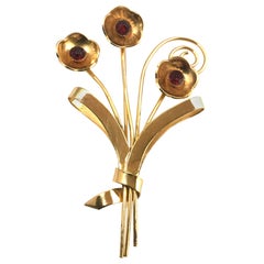 Retro Coro Sterling Silver Gold-Plated Flower Brooch Pin