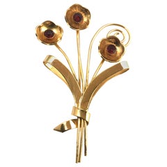 Coro Sterling Silver Gold-Plated Flower Brooch Pin