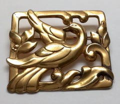 Coro Sterling Silver Gold-Plated Square Dove Pin
