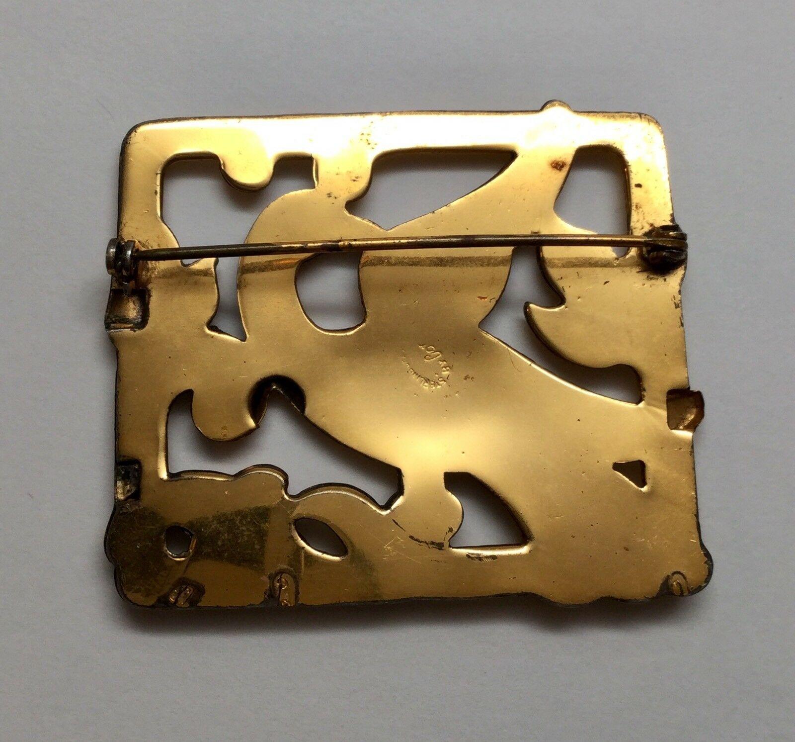 Coro Sterling Silver Gold-Plated Square Dove Pin In Good Condition For Sale In Washington Depot, CT