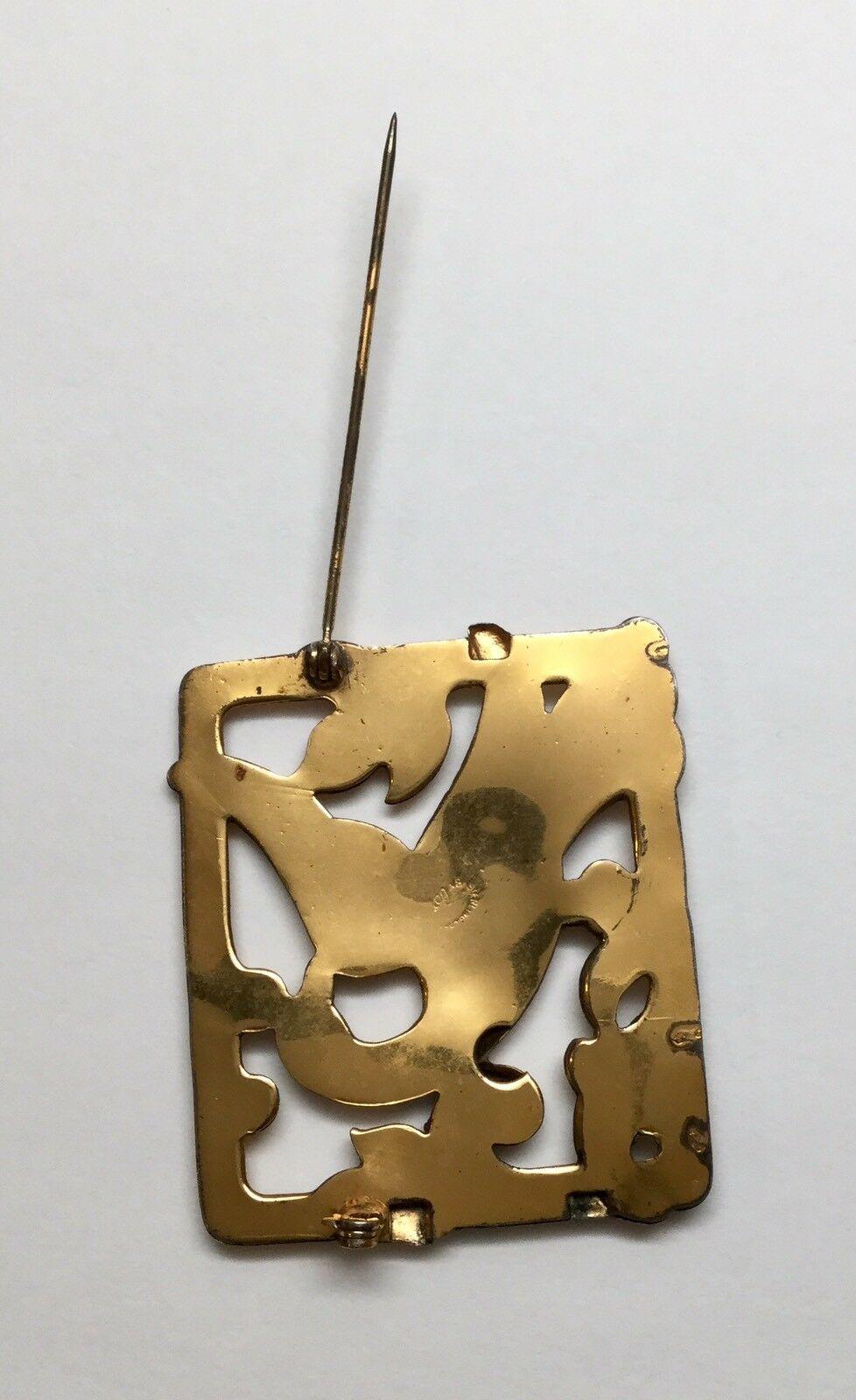 Coro Sterling Silver Gold-Plated Square Dove Pin For Sale 1