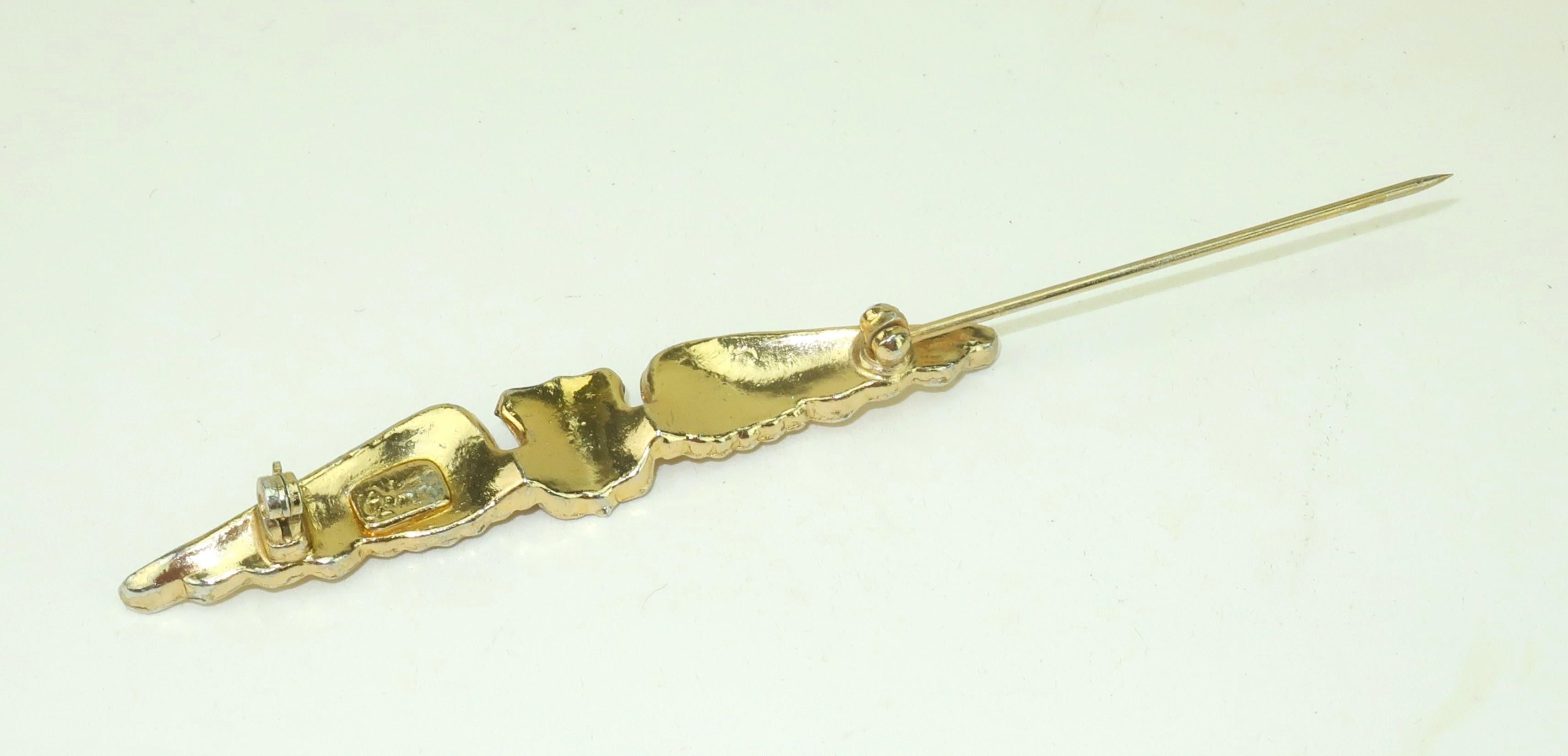 Women's CORO WWII Era ‘Sweetheart Wings’ Patriotic Brooch, 1940’s For Sale