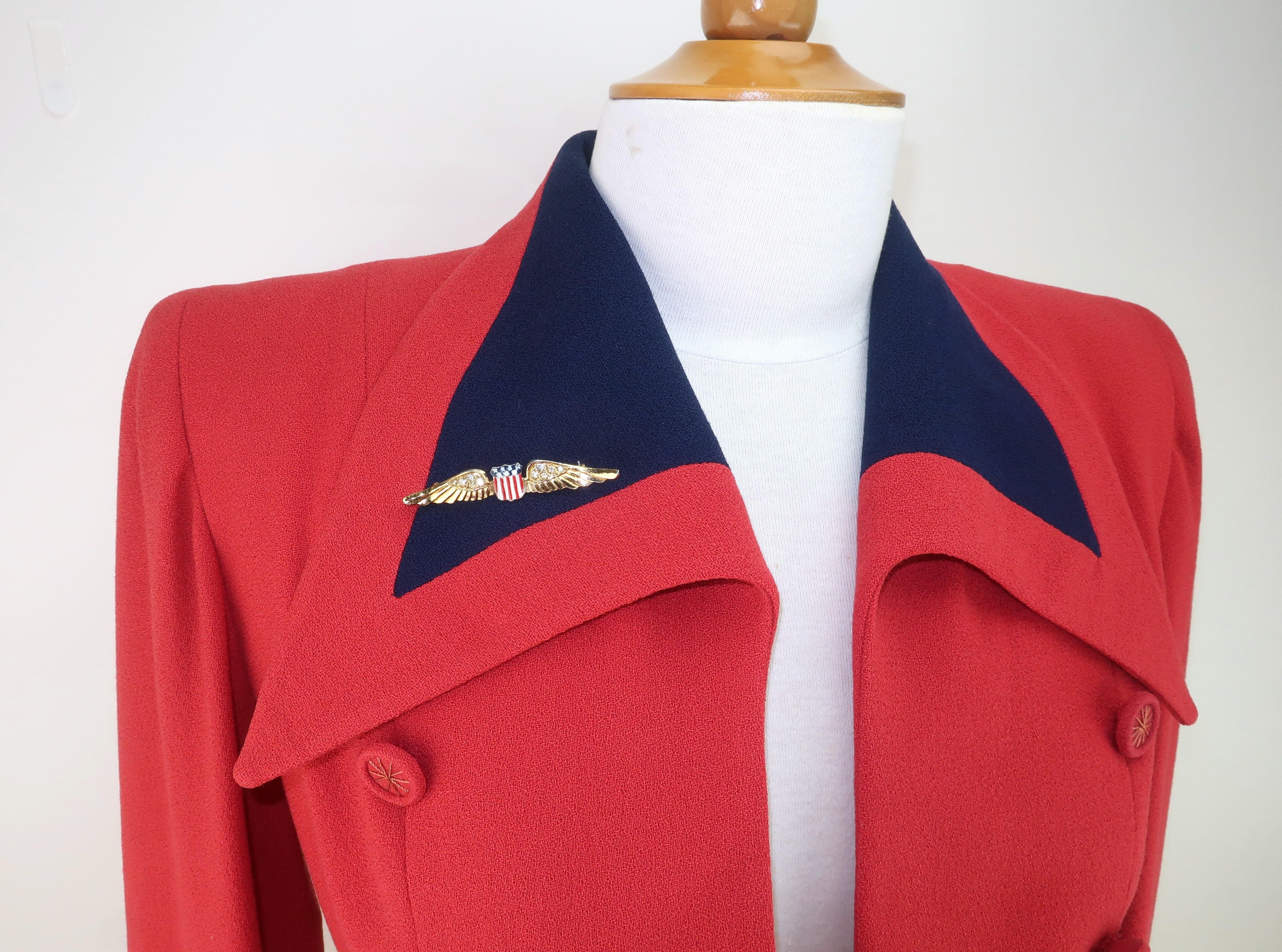 CORO WWII Era ‘Sweetheart Wings’ Patriotic Brooch, 1940’s For Sale 3