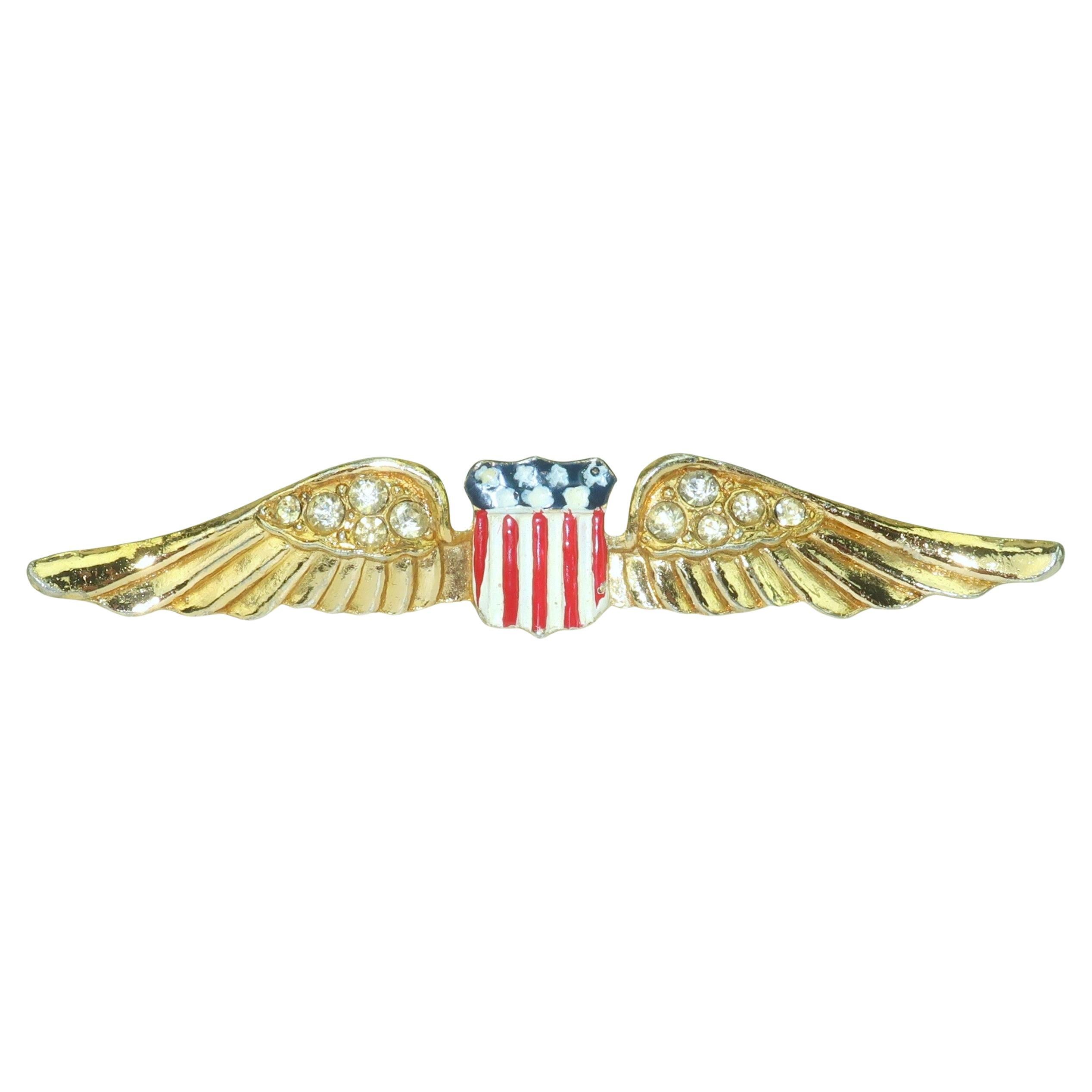 CORO WWII Era ‘Sweetheart Wings’ Patriotic Brooch, 1940’s