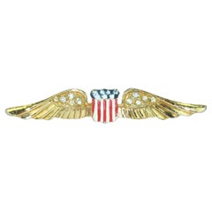CORO WWII Era 'Sweetheart Wings' Patriotische Brosche, 1940er Jahre