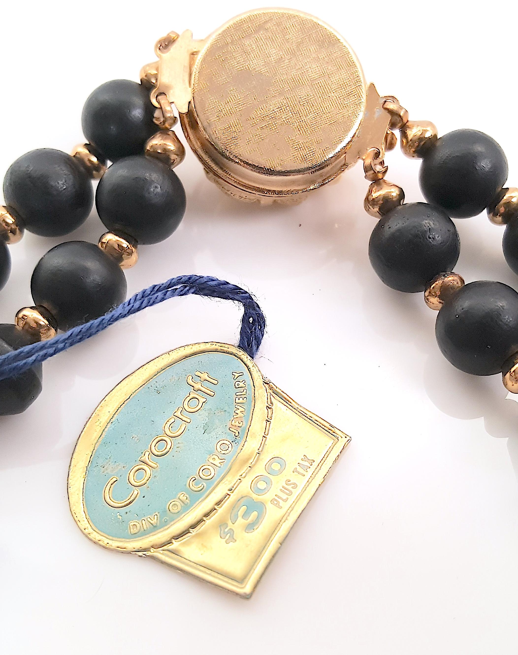 Women's Bakelite 1940s CoroCraft GoldGilt & Black Beads 