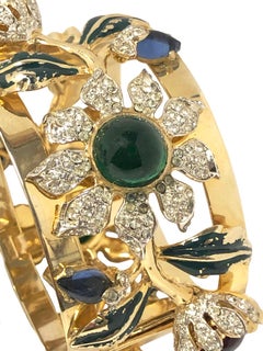 Corocraft Carmen Miranda camellia vintage Large Cuff Bracelets pair