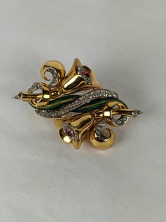 Corocraft Sterling Vermeil Bellflower Duette Brooch