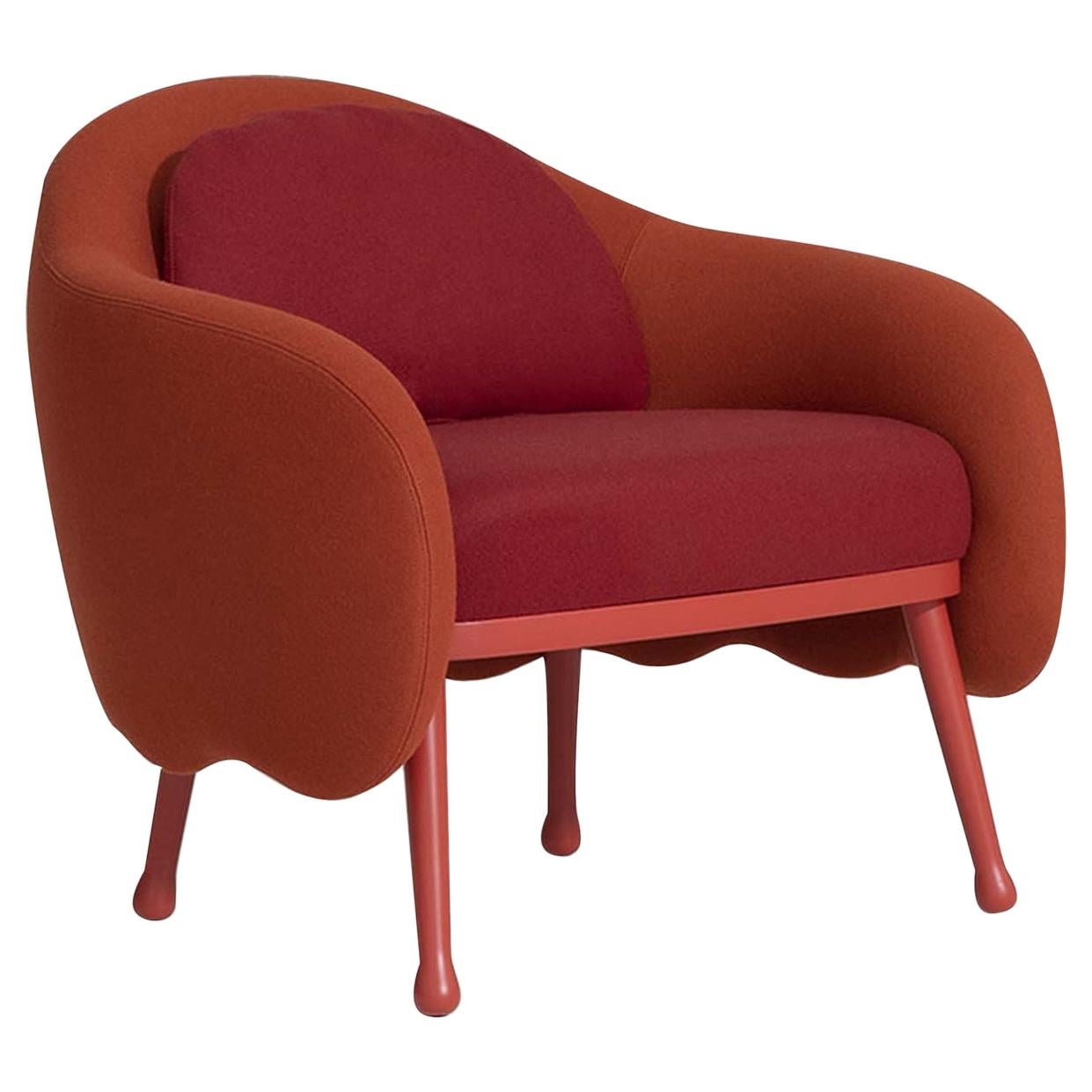 Corolla 271 Red and Orange Armchair by Cristina Celestino For Sale
