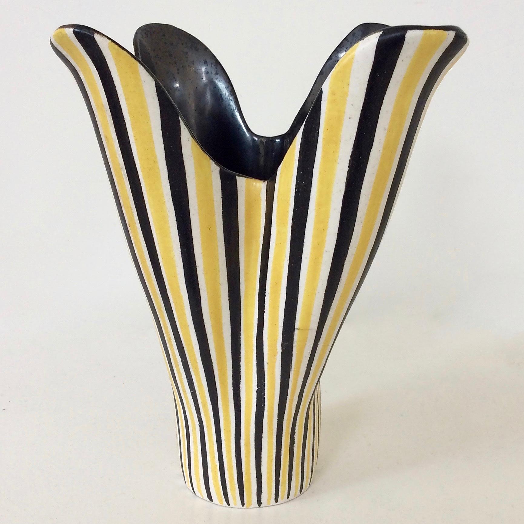 Corolla Stripped Ceramic Vase, circa 1950, France 3