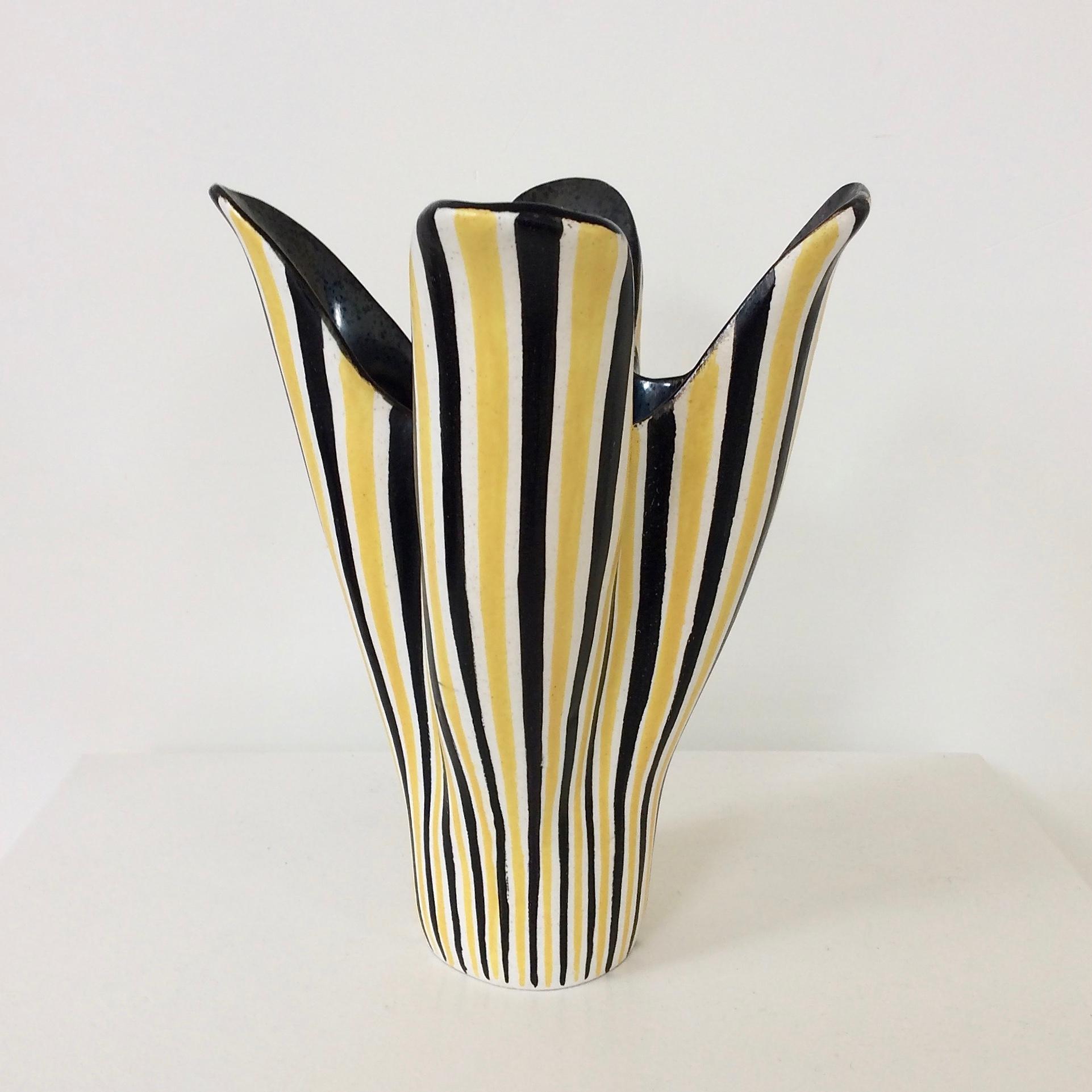 Corolla Stripped Ceramic Vase, circa 1950, France 7