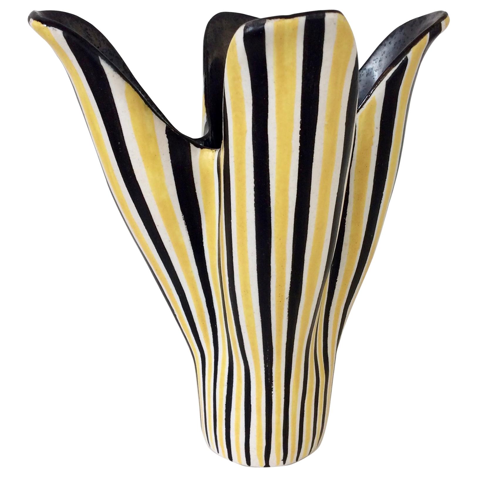 Corolla Stripped Ceramic Vase, circa 1950, France