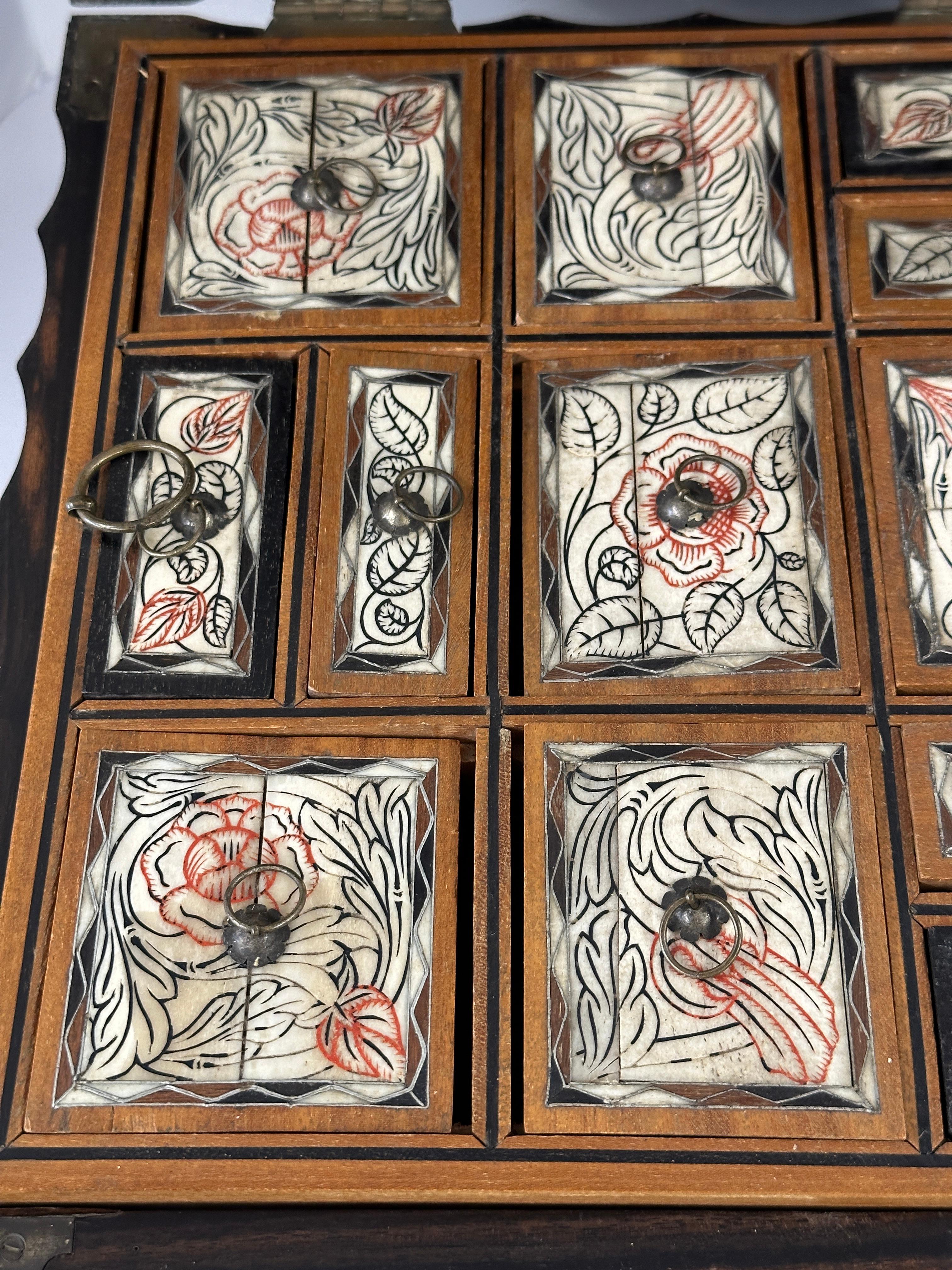 Hand-Crafted Coromandel Anglo Indian spice or Tea Box
