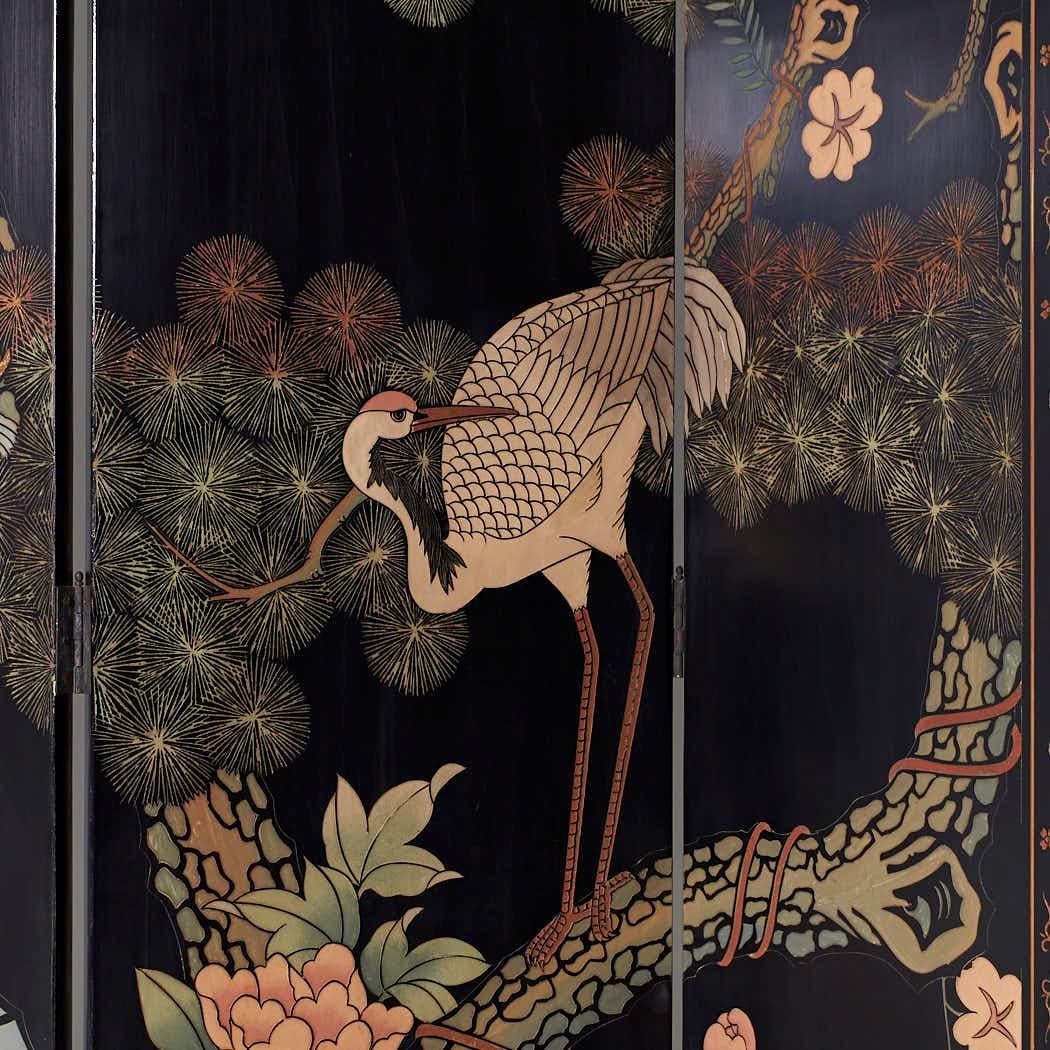 Coromandel Asian Lacquered 6 Panel Screen In Good Condition In Countryside, IL