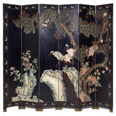 Coromandel Asian Lacquered 6 Panel Screen