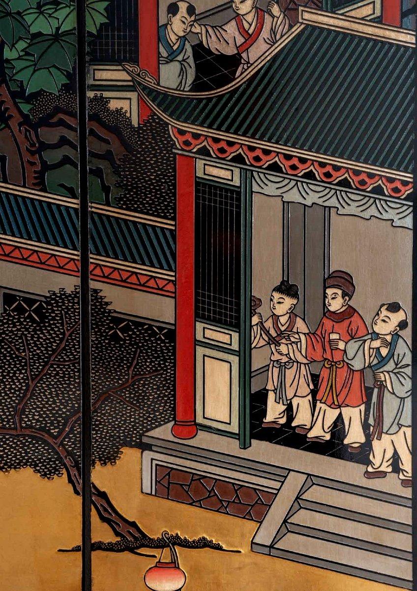 Asiatique Paravent Coromandel - Quatre Panneaux - Période : Début du 20ème siècle en vente