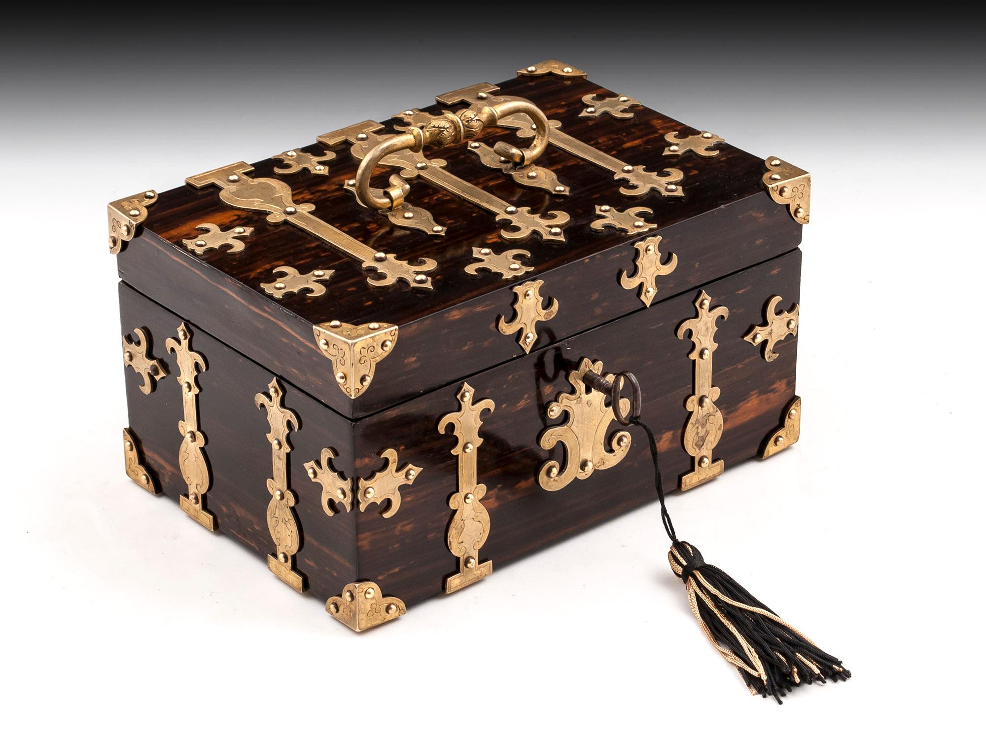 Coromandel Brass Trinket Jewelry Box with Brass Mounts, 20th Century 5