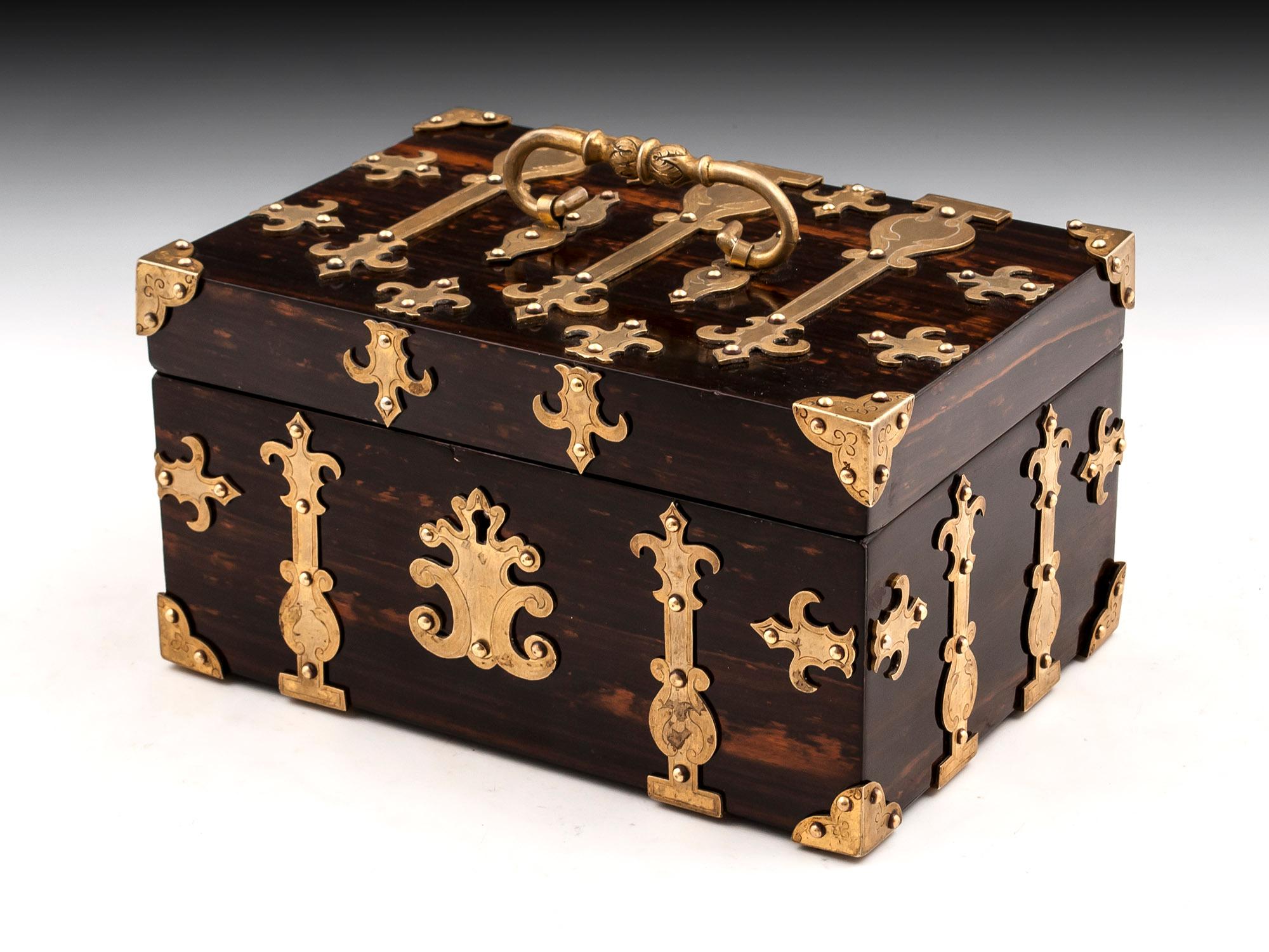Coromandel Brass Trinket Jewelry Box with Brass Mounts, 20th Century In Good Condition In Northampton, United Kingdom