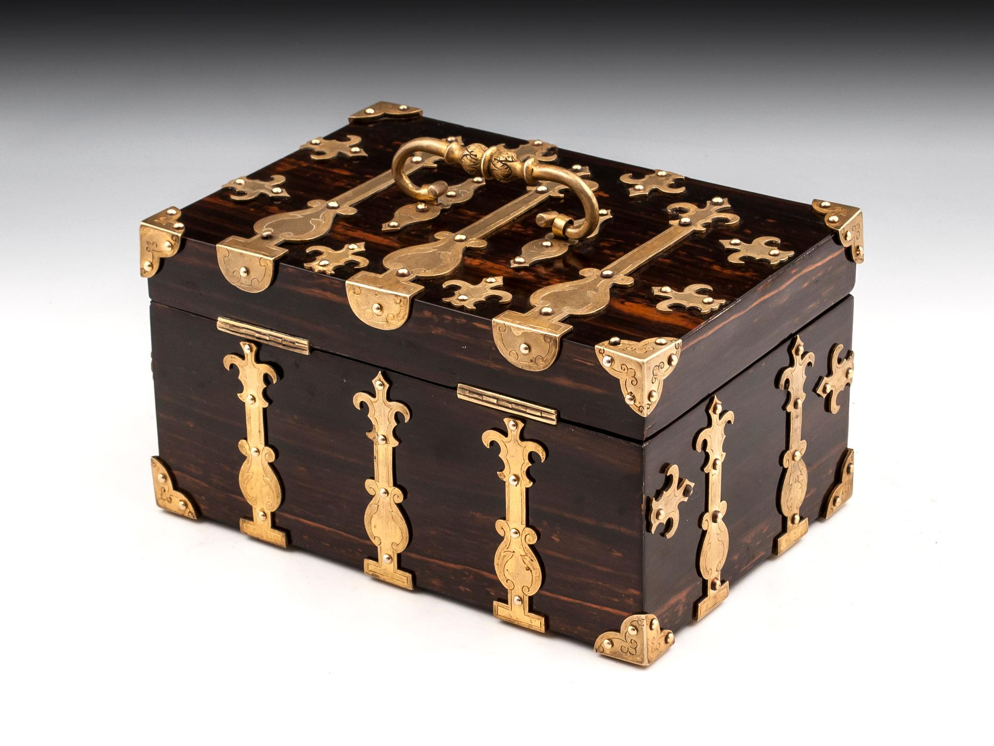 Coromandel Brass Trinket Jewelry Box with Brass Mounts, 20th Century 1