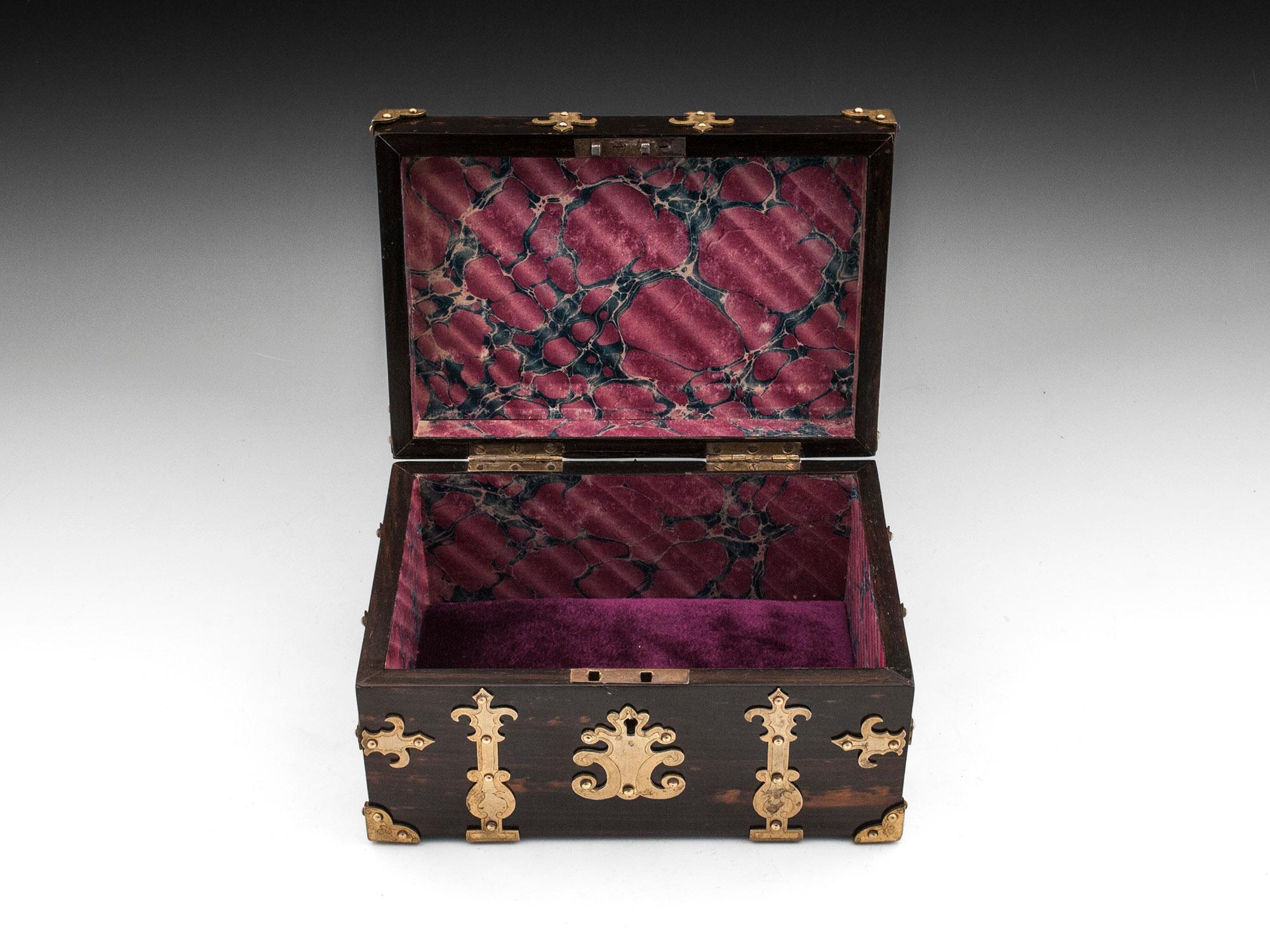 Coromandel Brass Trinket Jewelry Box with Brass Mounts, 20th Century 3