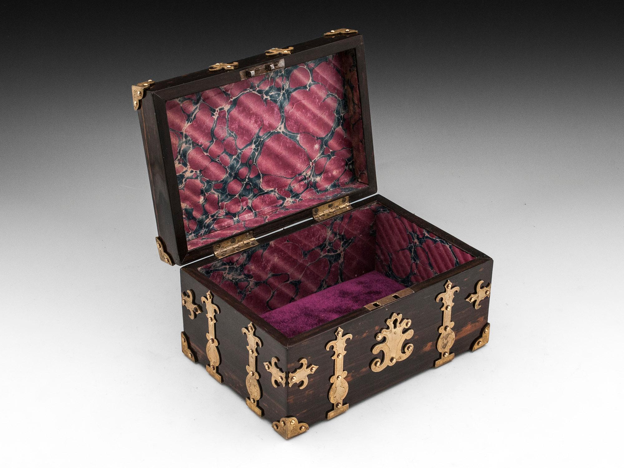 Coromandel Brass Trinket Jewelry Box with Brass Mounts, 20th Century 4
