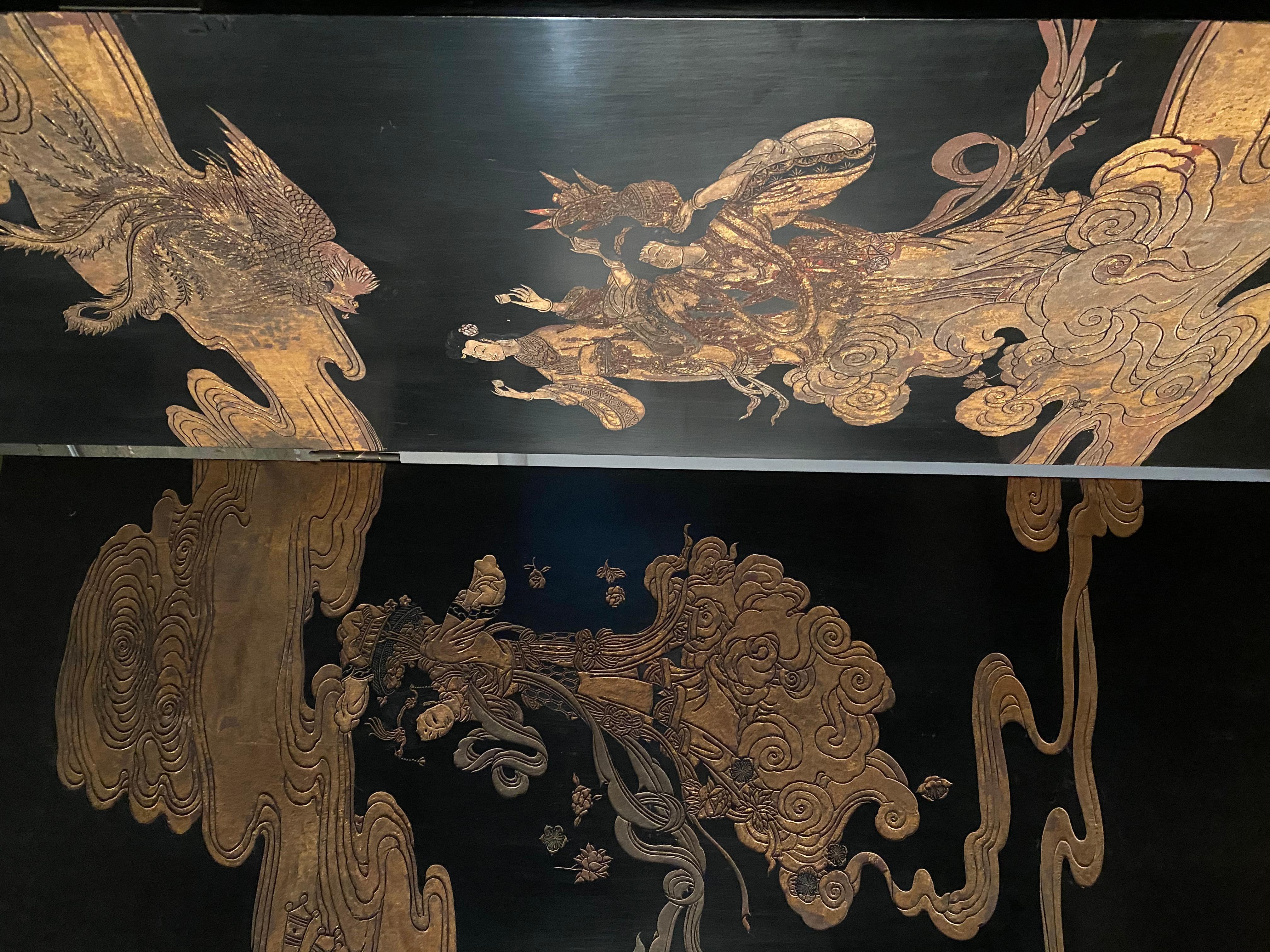 Coromandel Chinese Screen Room Divider In Good Condition In Chicago, IL
