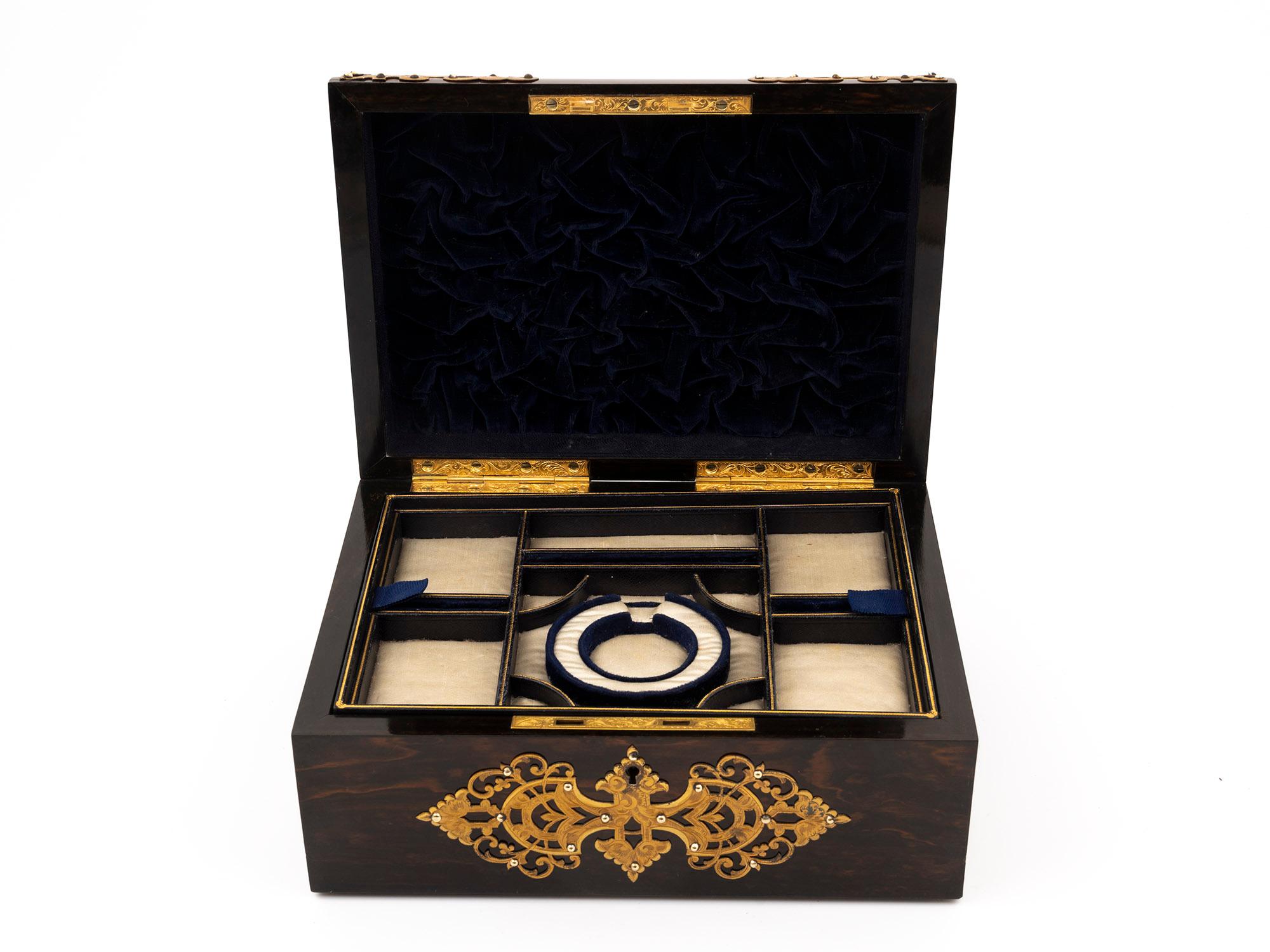 Coromandel Dome-Topped Antique Jewellery Box with Wedgwood Jasperware Plaque 1