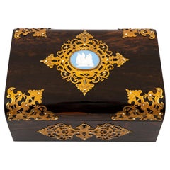 Coromandel Dome-Topped Antique Jewellery Box with Wedgwood Jasperware Plaque