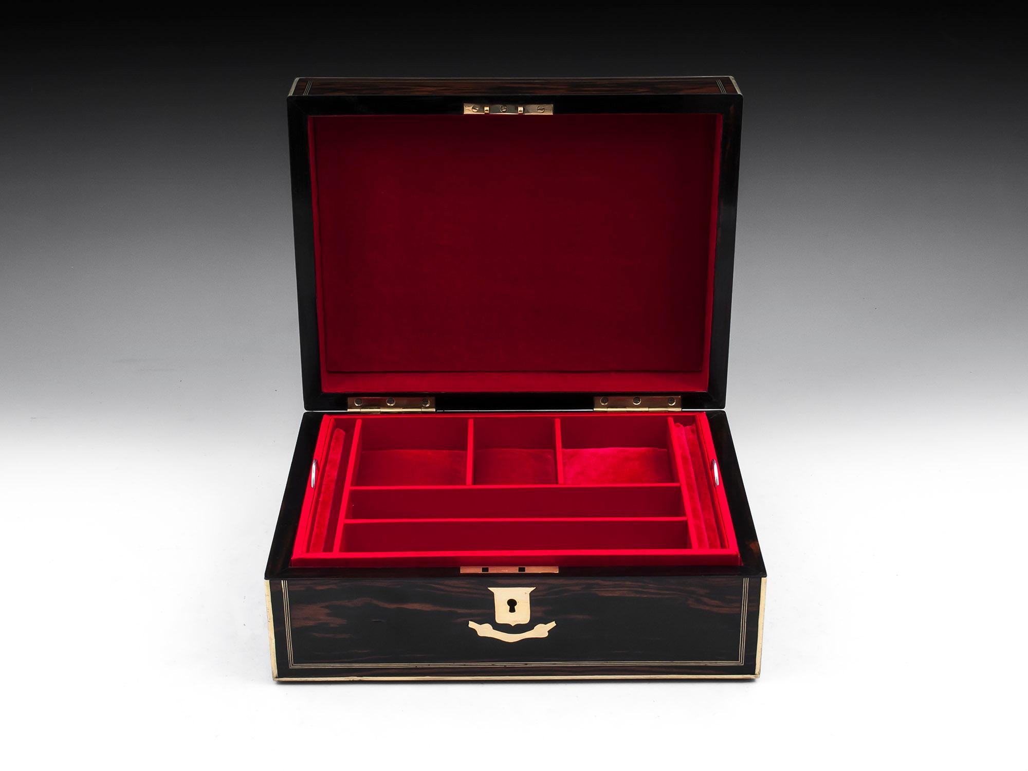Brass Coromandel Jewelry Box, 19th Century For Sale