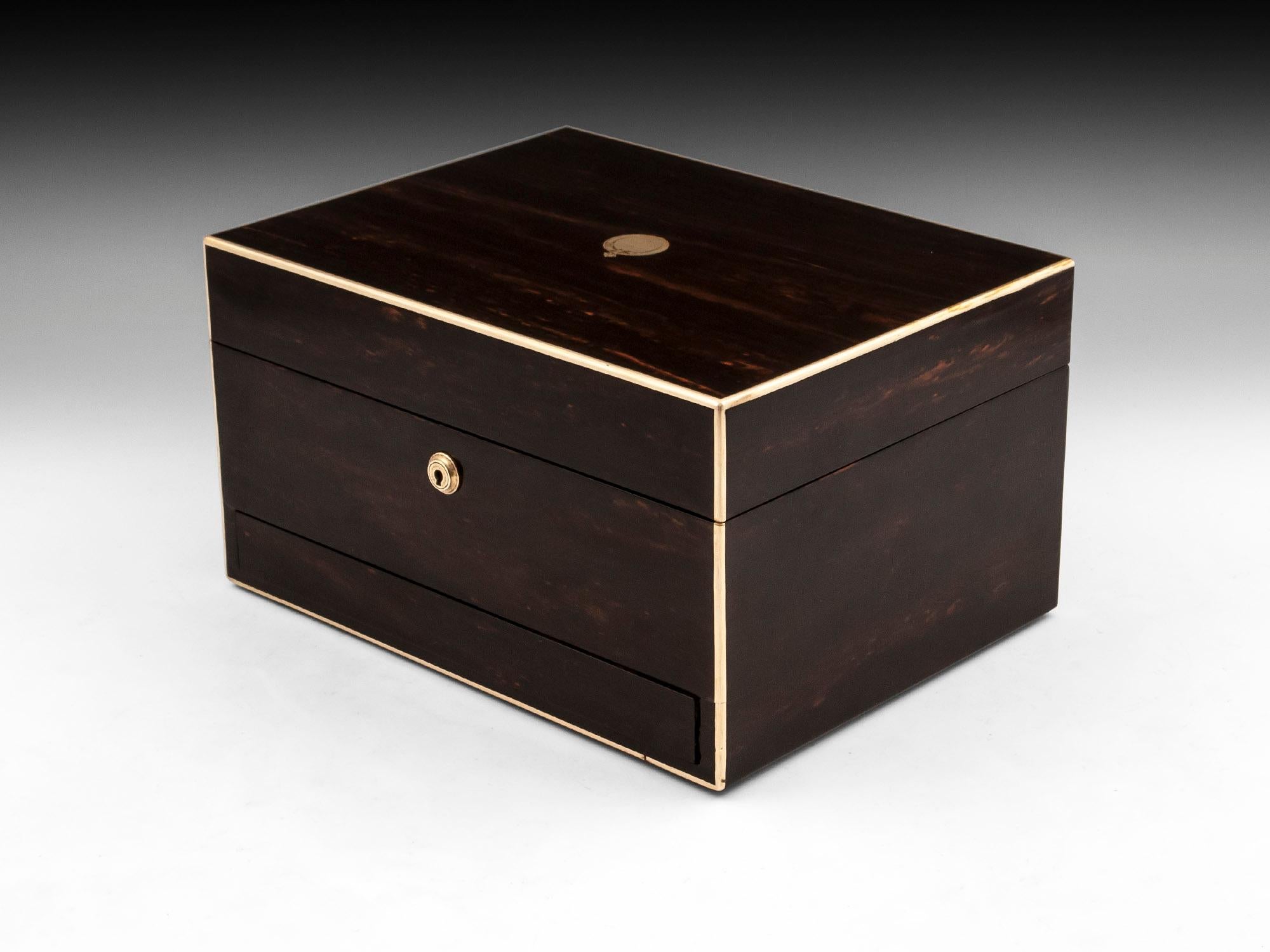 British Coromandel Jewelry Box by Fisher, 19th Century For Sale