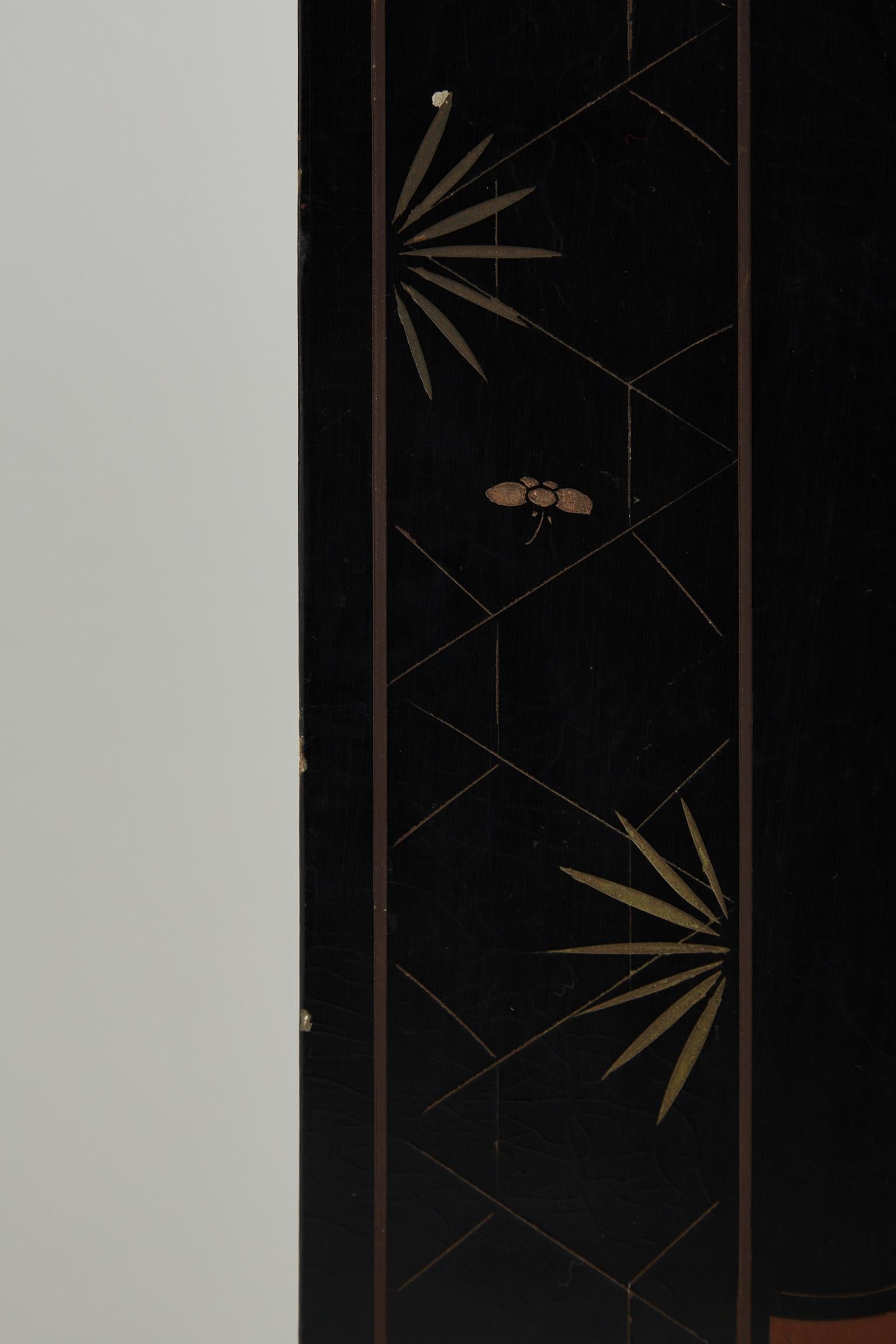 Coromandel Lacquer 6 Leaf Chinese Screen 12