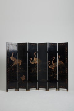 Coromandel Lacquer 6 Leaf Chinese Screen