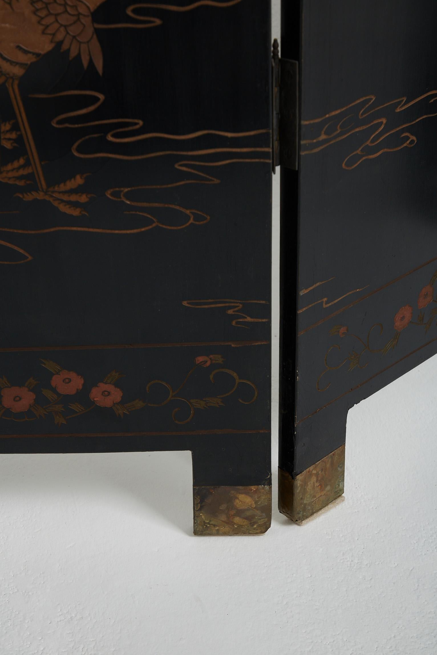 Coromandel Lacquer 6 Leaf Chinese Screen 3