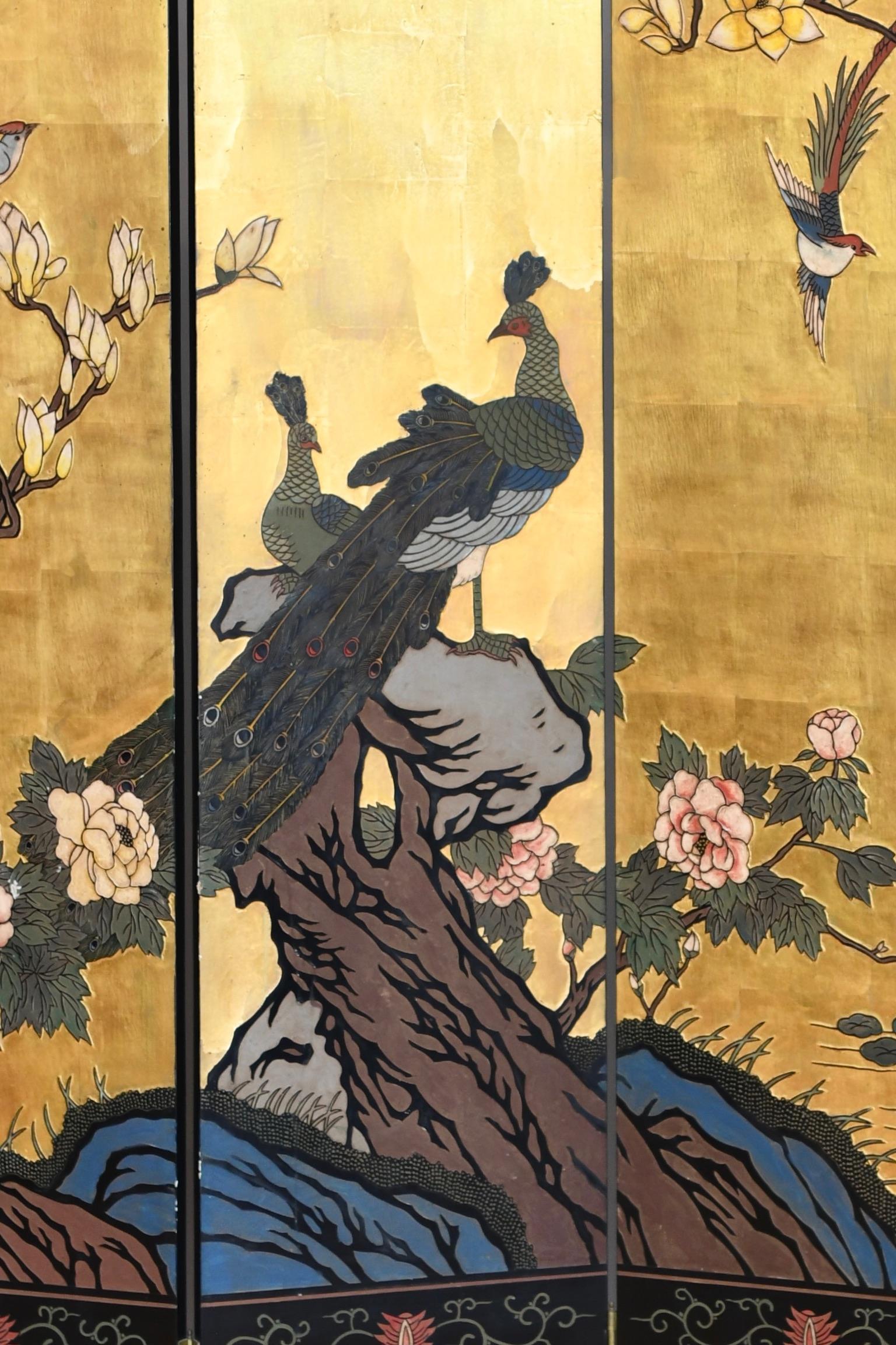 Coromandel Lacquered and Gold Leaf Screen In Good Condition In Brooklyn, NY