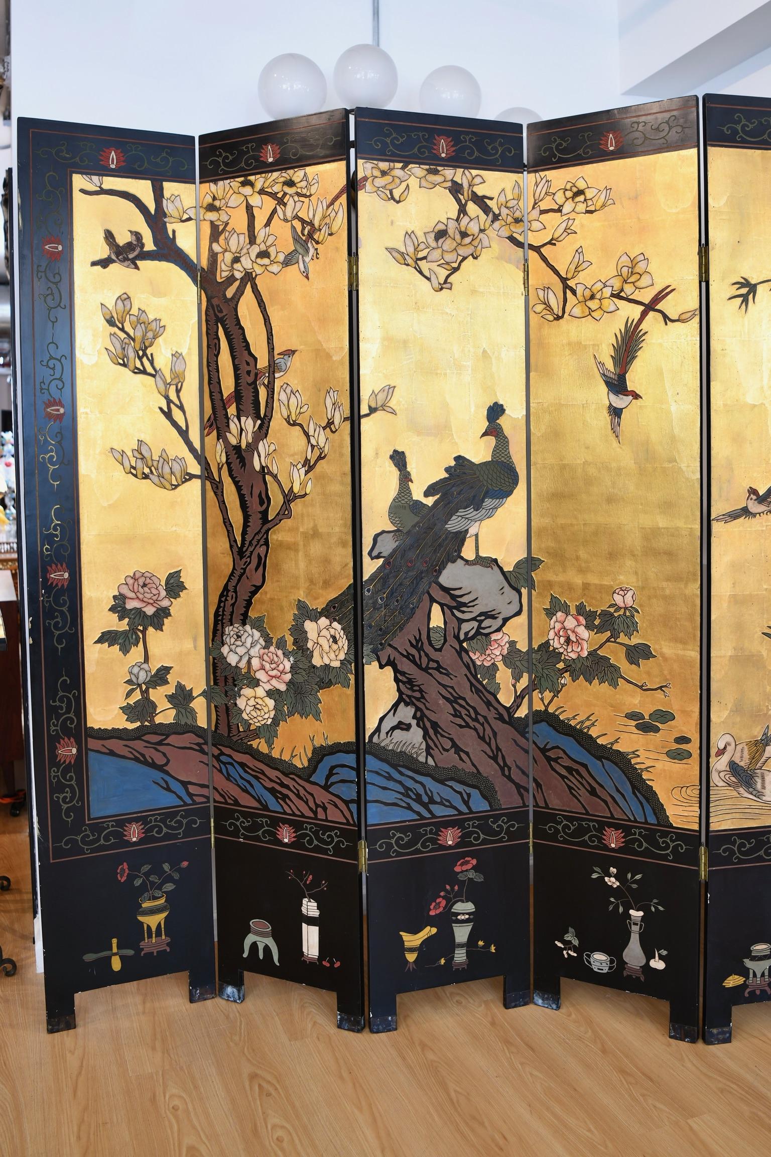 Coromandel Lacquered and Gold Leaf Screen 1