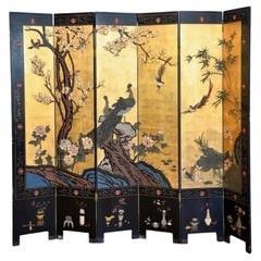 Coromandel Lacquered and Gold Leaf Screen