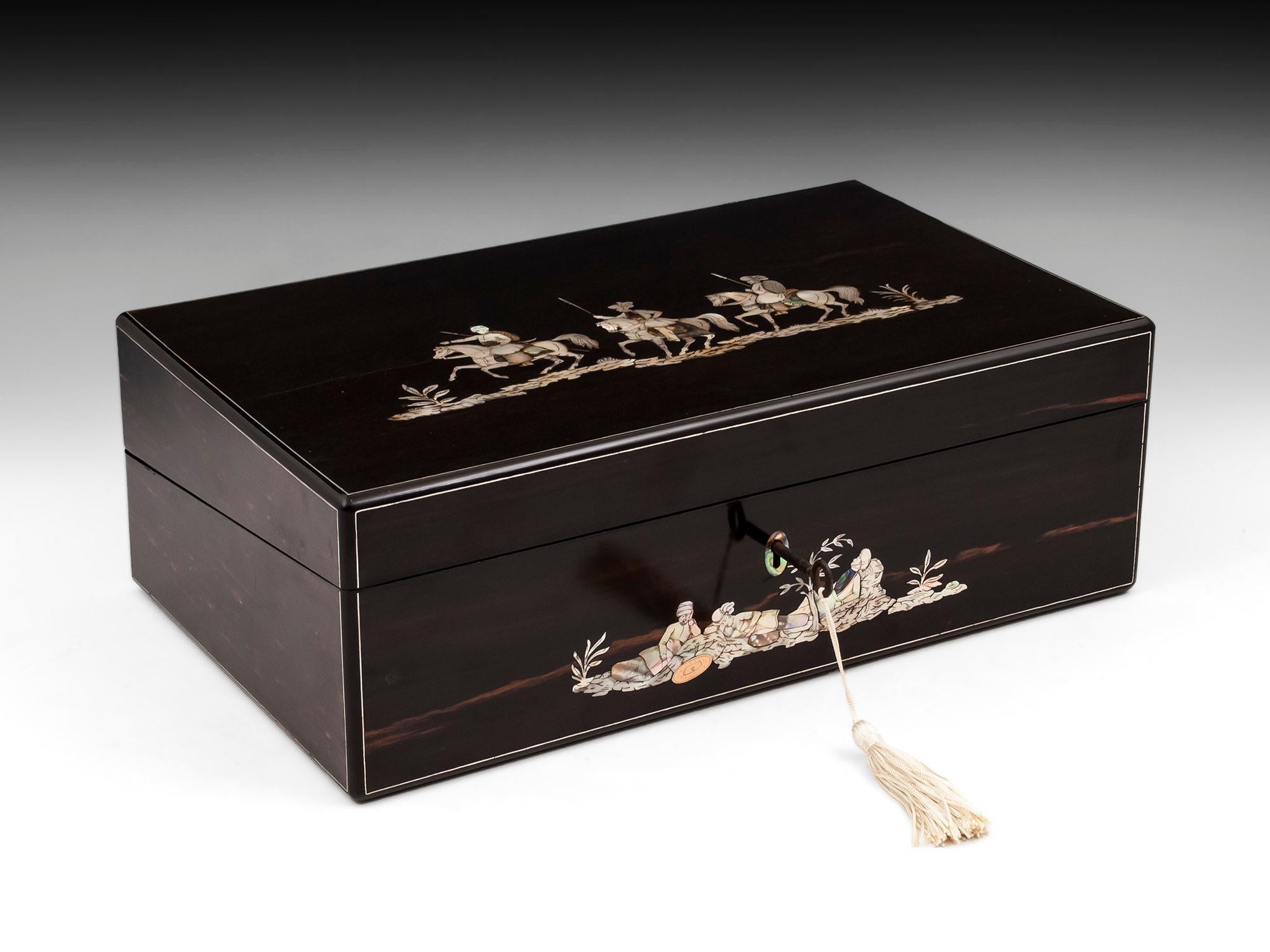 Coromandel Mother-of-Pearl Writing Box by W. C. Fuller, 19th Century For Sale 10